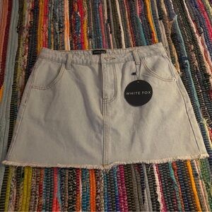 white fox she’s that girl denim mini skirt